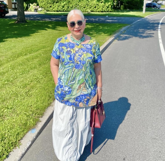 Van Gogh shirt, linen shirt, Vincent van Gogh, Irises, Linen top, summer shirt, linen blouse, women shirt