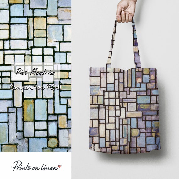 Tote bag, Piet Mondrian, Composition II, linen bag, art print, Custom tote, fabric bag, 100% linen