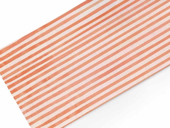 Tomato Stripes Linen Table Runner – Rustic Farmhouse Table Decor, Summer Kitchen Textiles