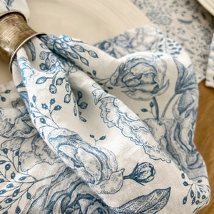 Napkins set, Floral vintage, 100% linen, napkins cloth, fabric napkins, napkins for wedding, custom napkins, dinner napkins image 2