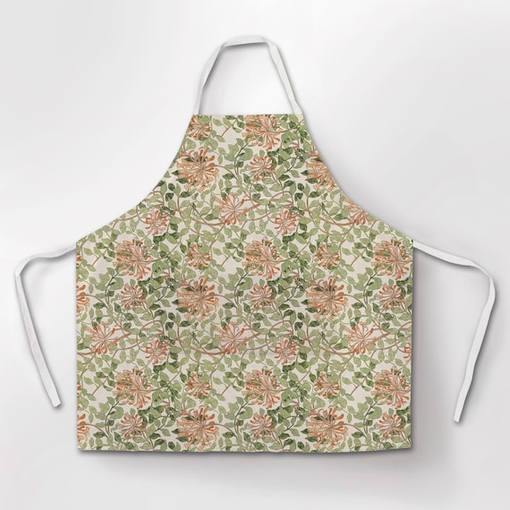 Linen apron, William Morris, Honeysuckle, apron patterns, women apron, 100% linen, apron wholesale, cross back apron, apron with pocket