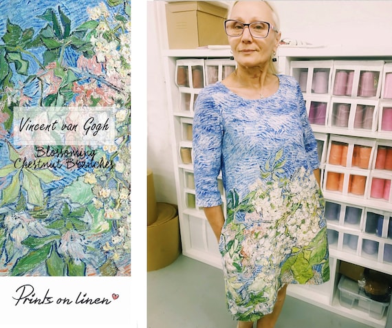 Van Gogh, Linen dress, linen beach dress, plus size dress, 3/4 sleeves, linen is love, tunic dress, linen tunic, sleeveless dress,