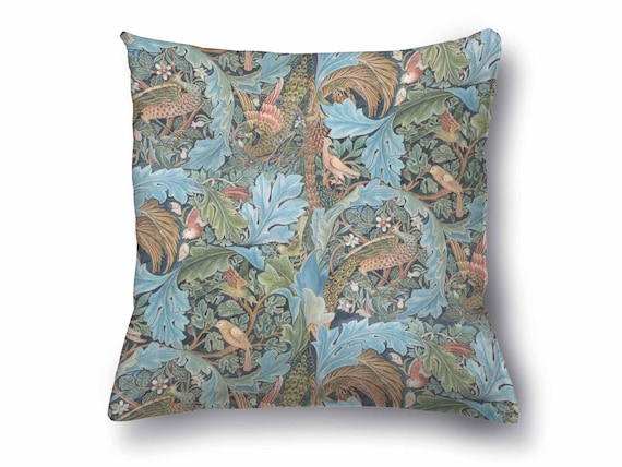 Cushion cover, William Morris, Acanthus and Birds, cushion cover with zipper, 100% linen, custom cushion, pillow 18x18, wholesale cushions