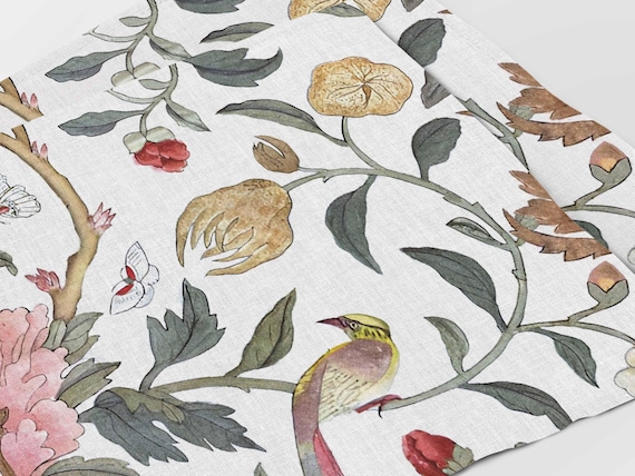 Placemats set, Birdsong, summer table decor, 100% linen