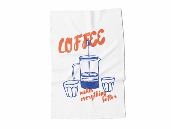 Kitchen towel, Coffee II, linen towel, hand towel, 100% linen