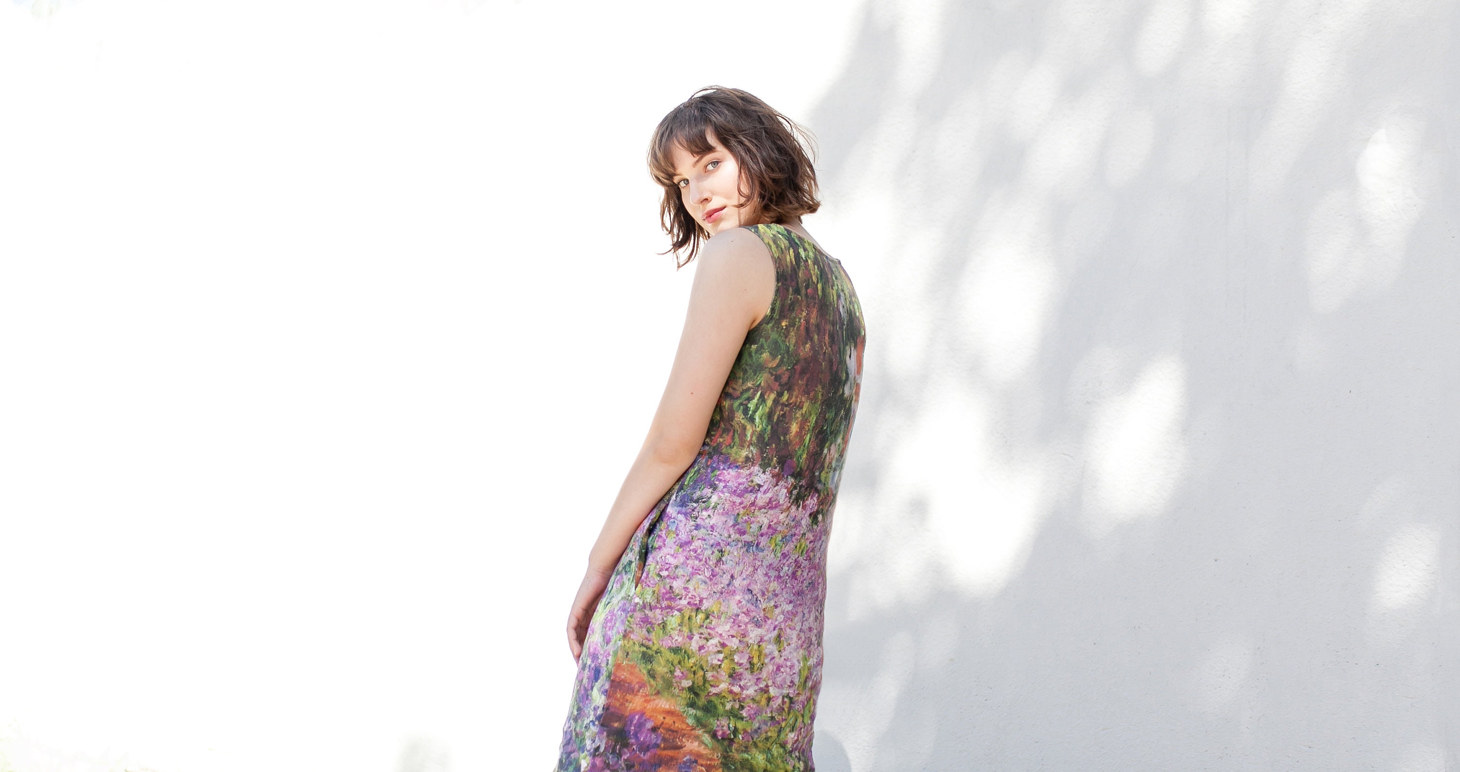 Monet Garden Print Linen Dress, Sleeveless Summer Dress - Etsy