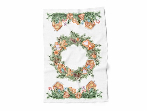 Christmas towel, Gingerbread, linen towel, 100% linen, Christmas kitchen decor