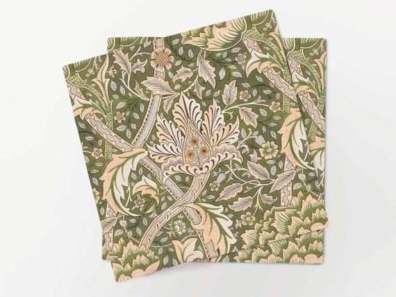 Napkins set, William Morris, Windrush, fabric napkins, linen napkins, 100% linen, linen napkins set, William Morris napkins