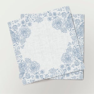 Napkins set, Floral Vintage, wedding napkins, Toile napkins, 100% linen, blue linen napkins, fabric napkins