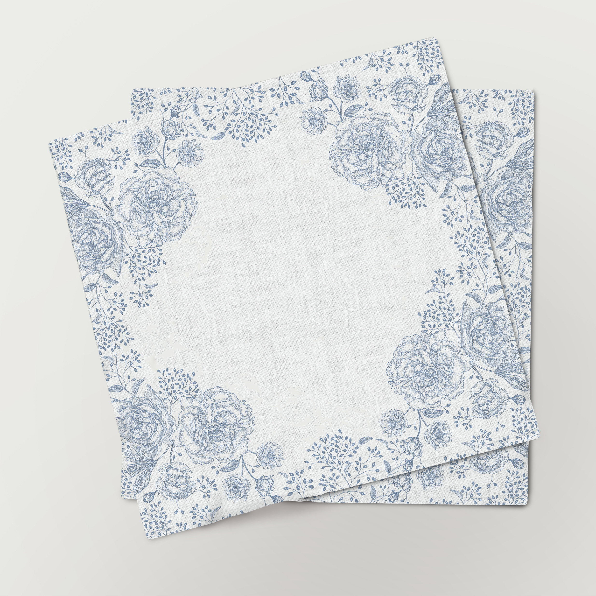 Blue + White Floral Paper Dinner Napkins Set