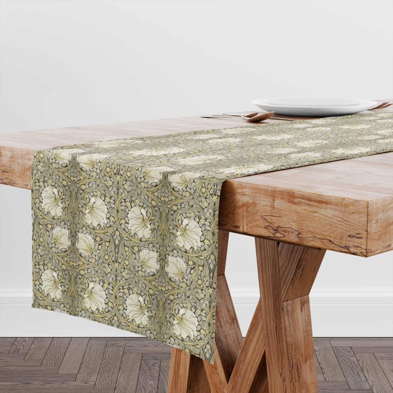 Table runner, Pimpernel, William Morris, 100% linen, linen table top
