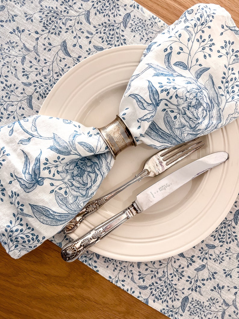 Napkins set, Floral vintage, 100% linen, napkins cloth, fabric napkins, napkins for wedding, custom napkins, dinner napkins image 3