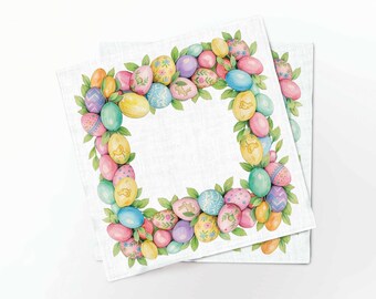 Easter Linen Napkins, Pastel Easter Eggs, Handmade in Lithuania