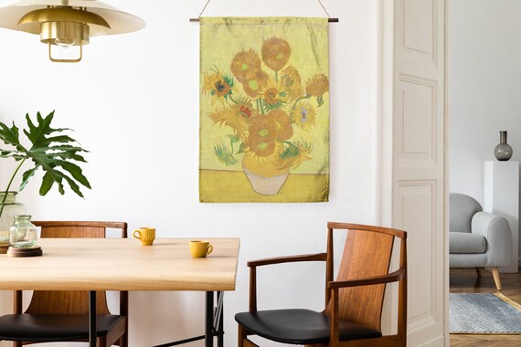 Vincent van Gogh, Sunflowers, wall tapestry, custom size wall decor, studio decor, wall art print, Van Gogh print, 100% linen