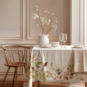 Autumn tablecloth, Linen tablecloth, farmhouse decor, rectangle tablecloth, 100% linen fabric