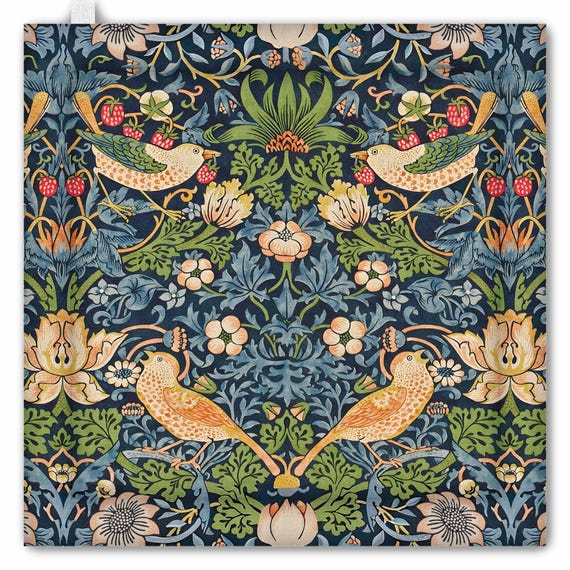 Pot Holder, William Morris, Strawberry Thief, kitchen accessory, linen pot holder, kitchen decoration