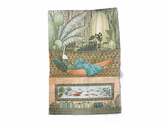 Linen towel, Hammock, Artist towel, Milda Kozyroviciute art, 100% linen, kitchen towel,