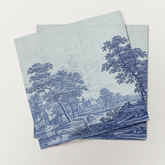 Vintage napkins, Napkins set, Frederik van Frytom, Linen napkins, Fabric napkins, 100% linen, art print, Prints on linen, Cloth napkins