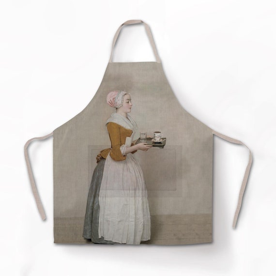 Linen apron, Chocolate girl, Jean-Étienne Liotard, Apron, custom apron, free size apron, hand made apron, chef apron, housewarming gift