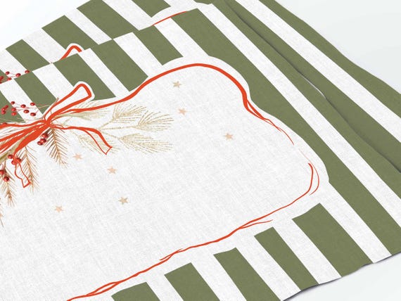 Christmas placemats, Christmas Stripes, Winter decor, fir pattern, fabric placemats, Christmas decor, Christmas ornaments, 100% linen
