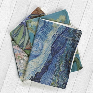 Van Gogh, Ensemble de serviettes, torchon, lin, décoration d&#39;intérieur, torchon de cuisine, cadeau vintage, cadeau bohème, cadeau d&#39;hôtesse, décoration de ferme, 4 modèles