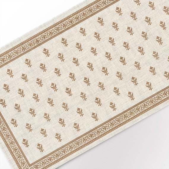 Table runner, Luxe, Antique pattern, linen table runner, light beige color, custom length, 100% linen, vintage pattern, Europe