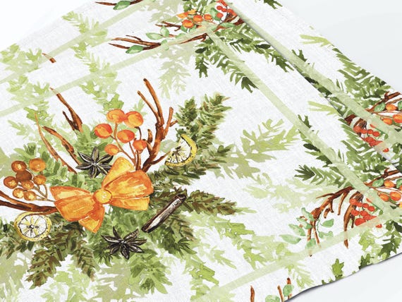 Placemats set, Rustic Christmas Aroma, Holiday linens, 100% linen, Christmas placemats