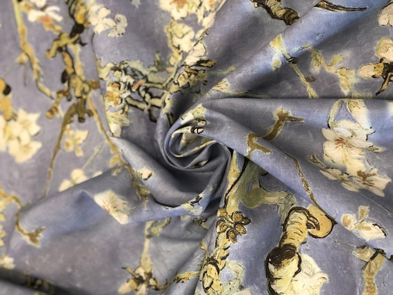 Lavender, Light purple, Fabric, Vincent van Gogh, Almond Blossom, fabric by meters, fabric by yards, 100% linen, wholesale, linen fabric