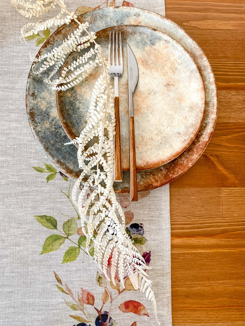 Thanksgiving table runner, Table runner, housewarming gift, linen, table decor, Thanksgiving, custom size table runner, hand made image 5