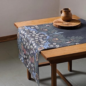 Table runner, Blackthorn, William Morris, linen table runner, 100% linen, floral linens, table decor, custom size table runner image 3