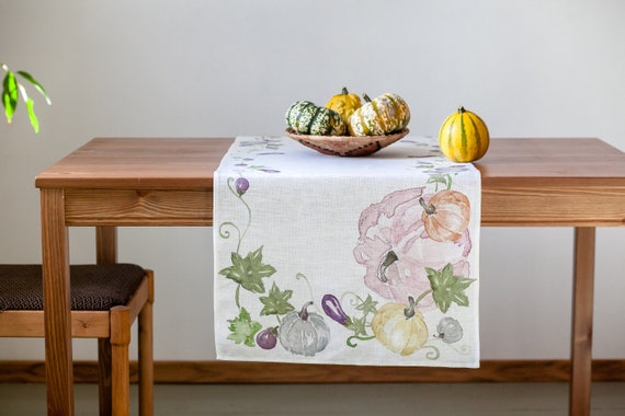 Table runner, pumpkins, custom, housewarming gift, easter table runner, housewarming, farmhouse runner, table decor, linen, table cloth