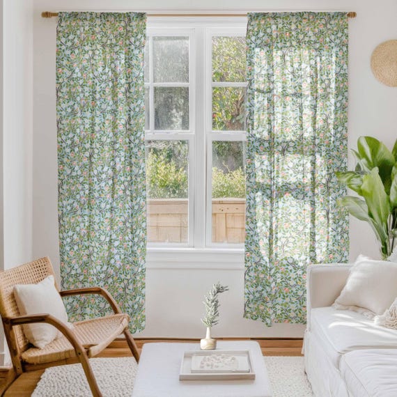Linen curtains, William Morris, Clover, 1955, Curtains for living room, 100% linen, Custom curtains, window curtains