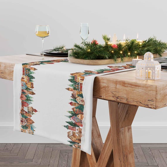 Table runner, Holiday Homes, Christmas decorations, custom size, Christmas gift, table topper, Holiday decor, Christmas print, 100% linen