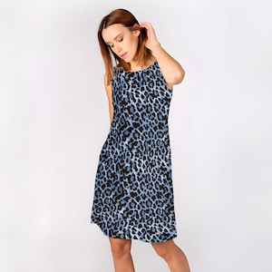 Linen dress, Snow Leopard, summer dress, sleeveless linen dress