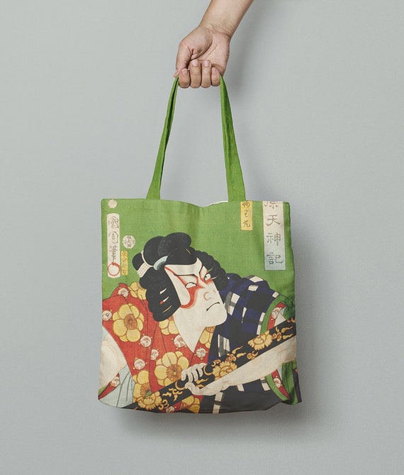 Tote bag, Toyohara Kunichika, Ukyio-e style illustration, Kitchen towel, Japanese towel, Japanese art, Utamaro, linen tote, 100% linen