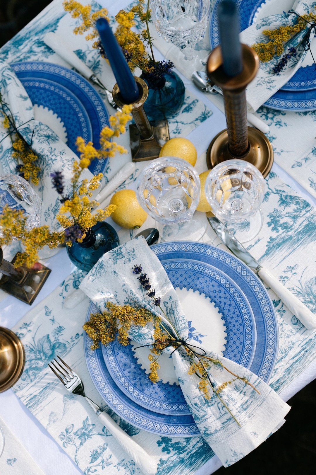 Napkins Set, Toile De Jouy, Blue Toile Napkins, Toile Napkins