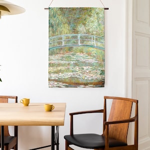 Wandkunst, Brücke über einen Teich mit Seerosen von Claude Monet, Studiodekor, Wandkunstdruck, Monet-Druck, 100 % Leinen