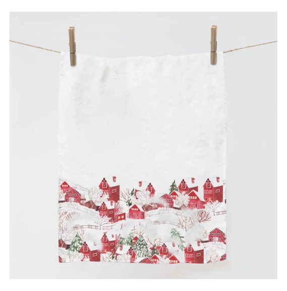 Kitchen towel, Bright Christmas, Christmas towel, Holiday decor, 100% linen, linen towel, dish towel, Christmas gift