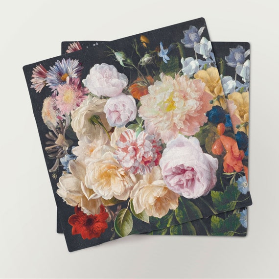 Linen napkins, Still Life, Floral napkins, fabric napkins, 100% linen, party napkins, wedding napkins