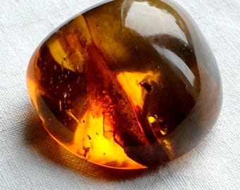 Orange amber pebble with inclusions - Mexican amber pebble 10 g - 37 mm x 25 x 20