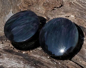 24mm Obsidian Stretchers Manto Huichol - Obsidian Body Jewelry - "Cuatlicue"