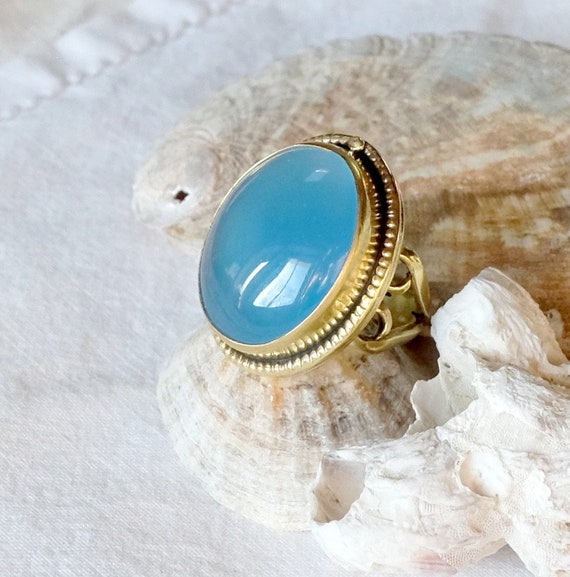 Anillo calcedonia agua Joyeria calcedonia azul Agua Azul Etsy Mexico