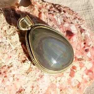 Colgante de obsidiana Ojo Celestial de México - Colgante de obsidiana de doble cara - &quot;Fumerola&quot;