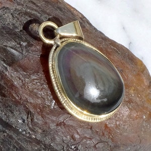 Ojo Celestial de Obsidiana de México - Colgante de obsidiana de doble cara - &quot;Gota oscura&quot;