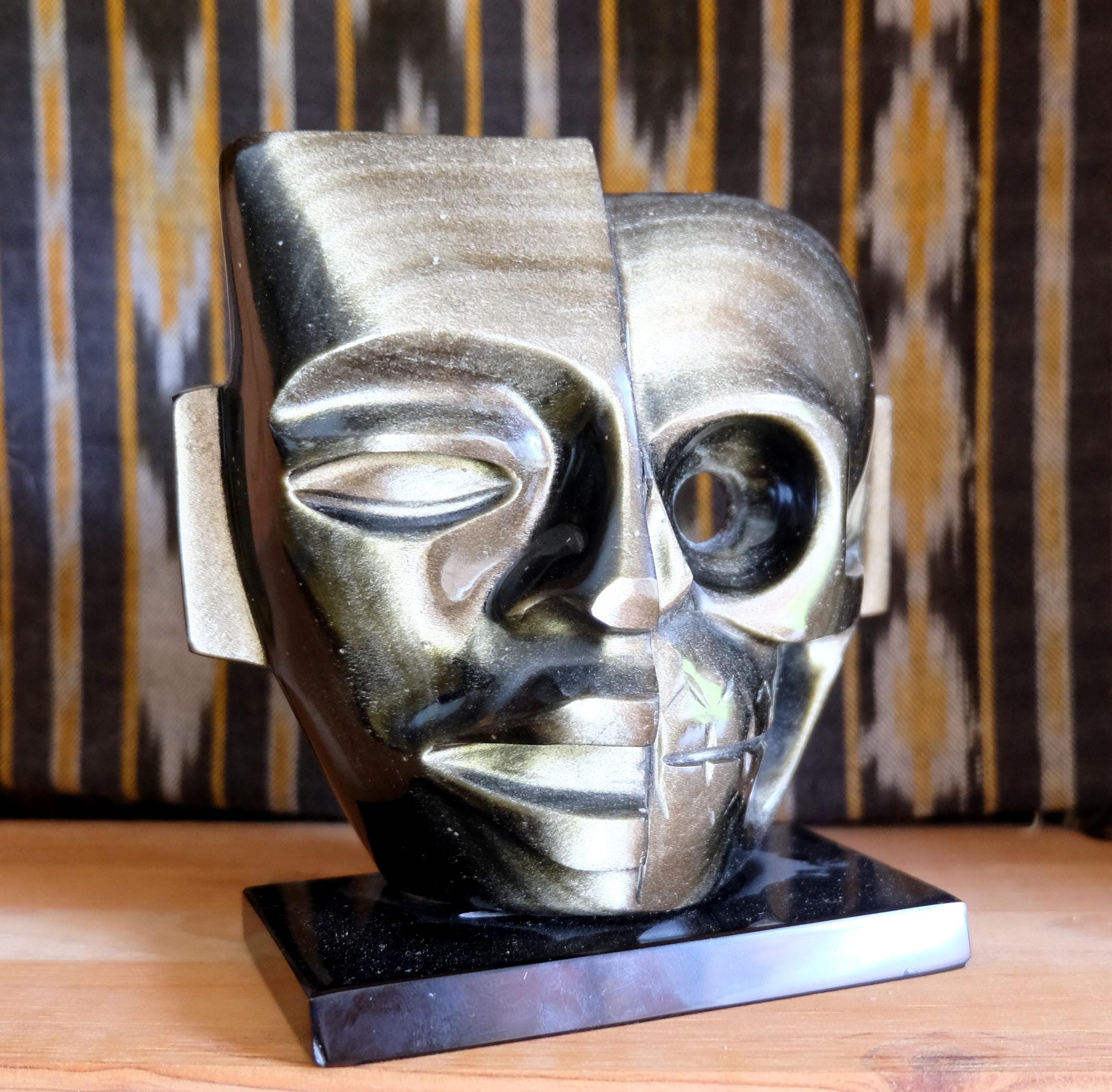 Golden Obsidian from Mexico - Sculpture - Golden Obsidian from the state of Hidalgo - "Duality"