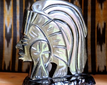 Golden Obsidian Sculpture from Mexico - Golden Obsidian from the Sierra de Hidalgo - "Guerrero Azteka"