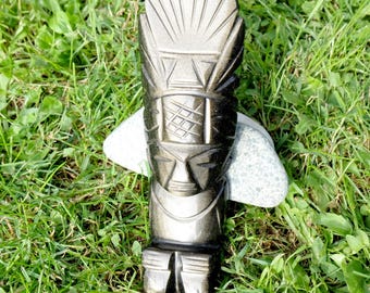 Golden Obsidian from Mexico - Totem Sculpture - Golden Obsidian from the State of Hidalgo - "Atlante"