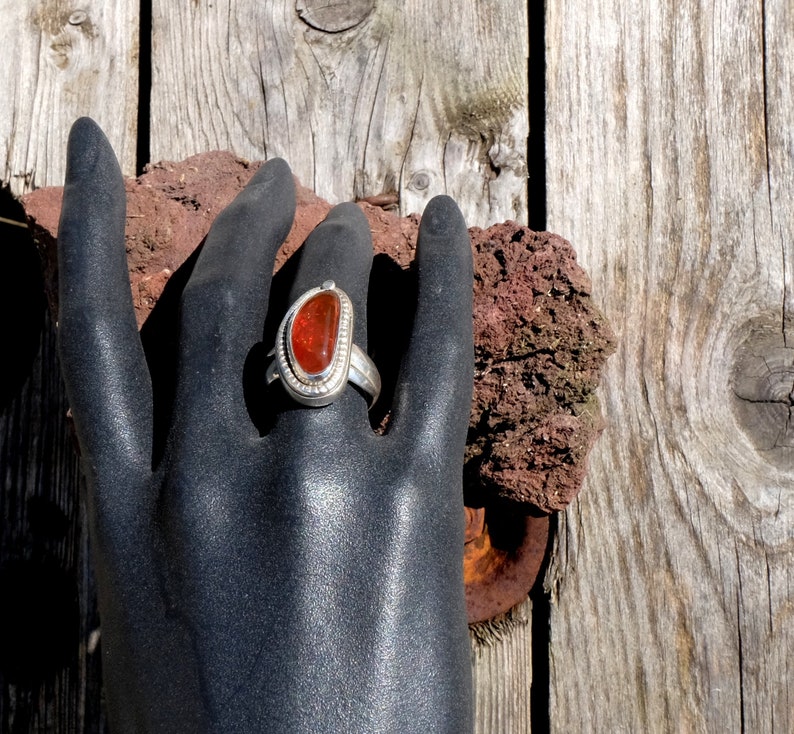Fine stone ring Ice and Fire Mexican fire and silver opal ring