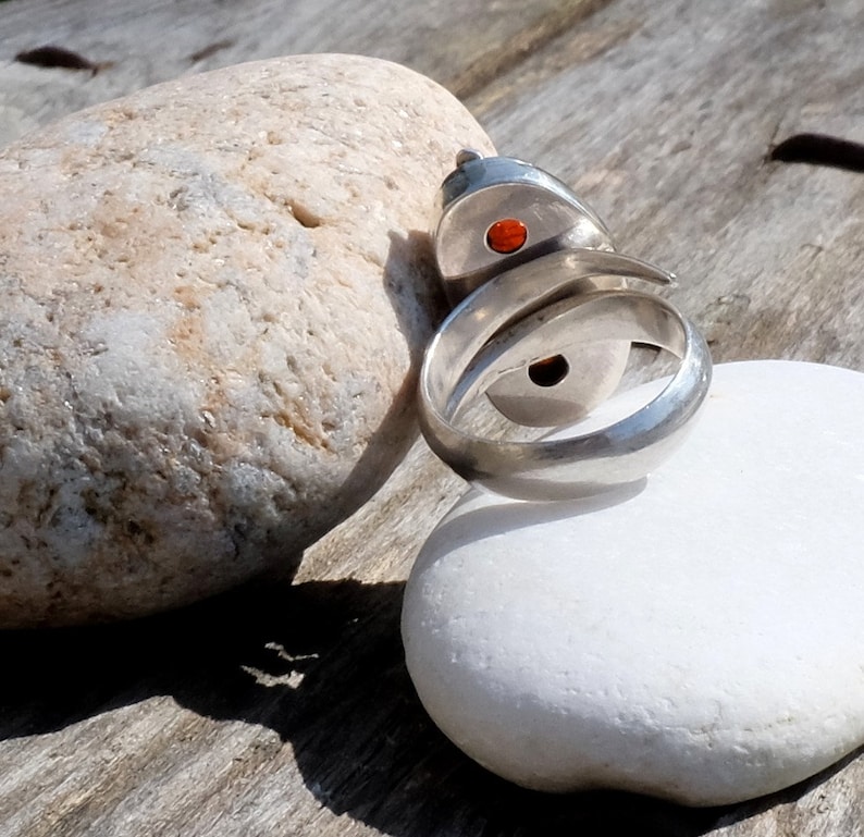 Fine stone ring Ice and Fire Mexican fire and silver opal ring