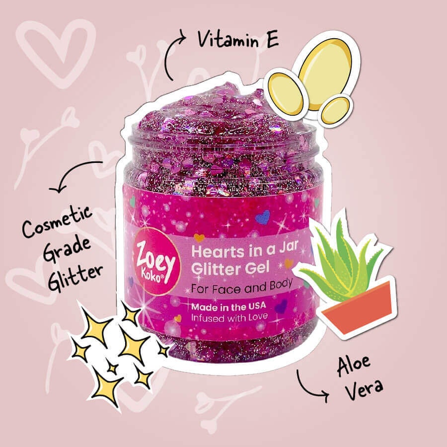 HEARTS GLITTER GEL pink Glitter Gel Face and Body Gel Hair Etsy